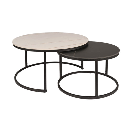 Coffee table FERRANTE B WHITE MATTE FI80 / BLACK MATTE FI60/ BLACK MATTE (SET)