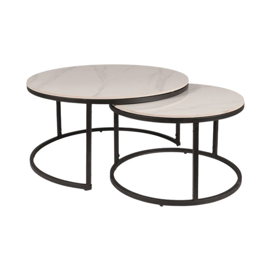 Coffee table FERRANTE C WHITE FI80 FI60/ BLACK MATTE (SET)