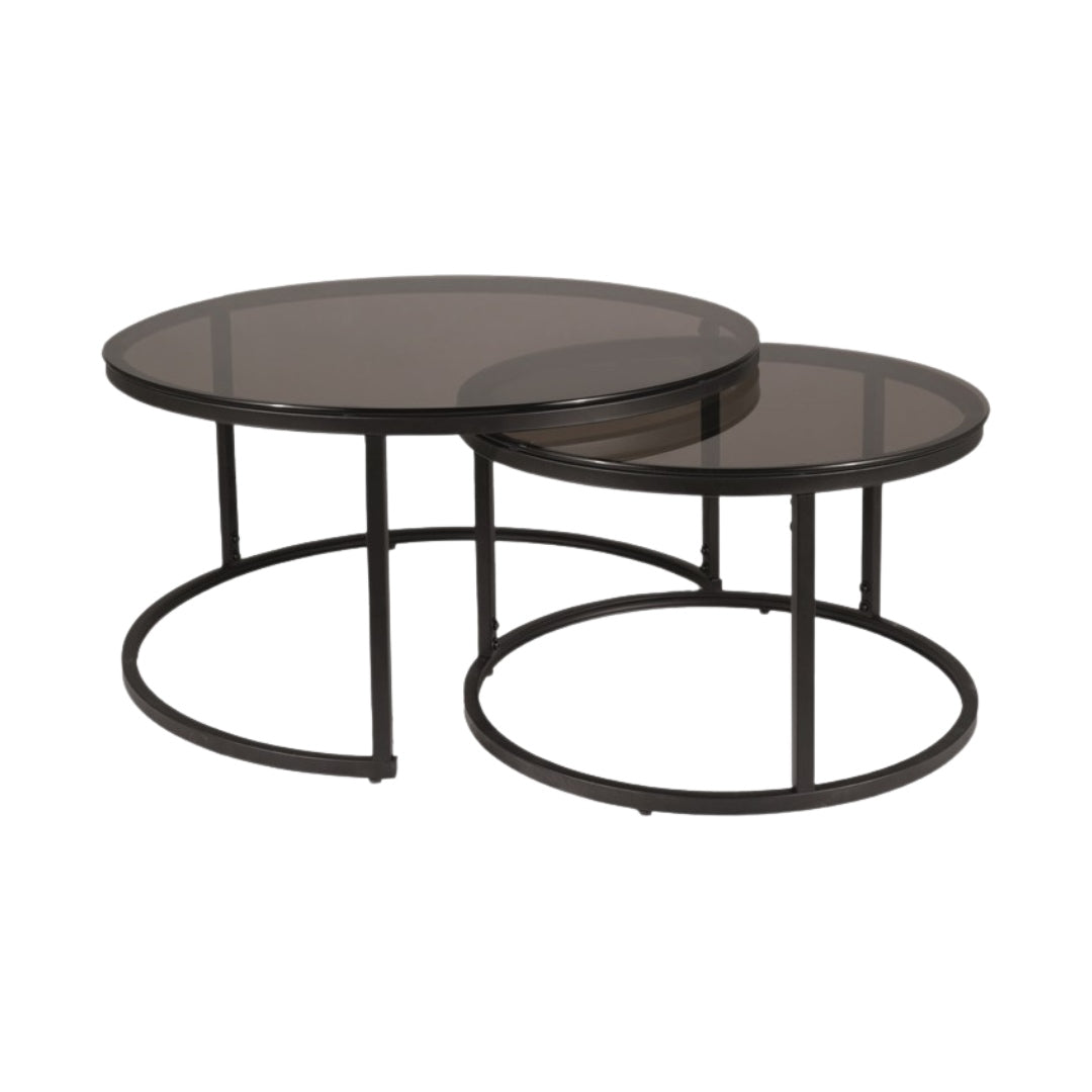 Coffee table FERRANTE E SMOKED GLASS GLASS FI80 FI60/ BLACK MATTE (SET)