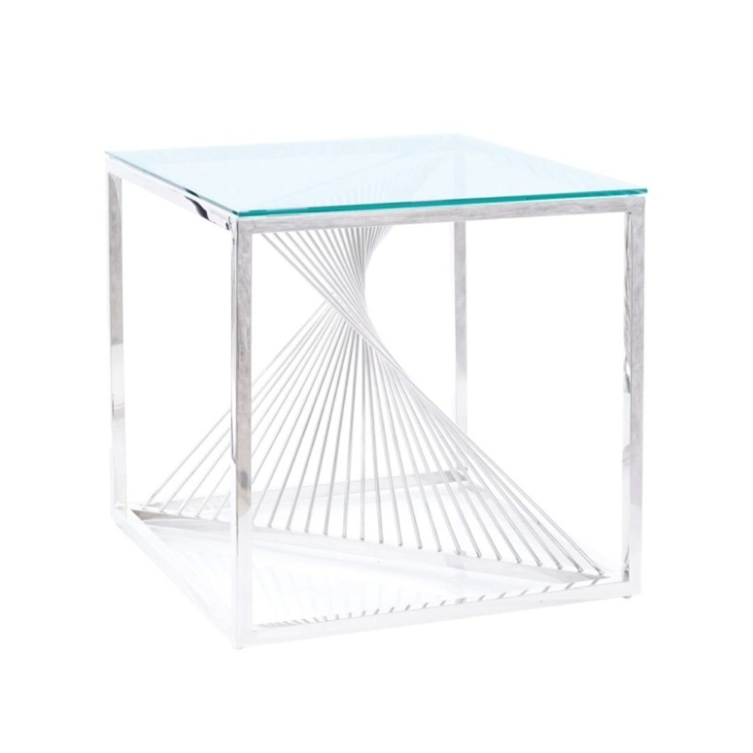 Coffee table FLAME B TRANSPARENT/SILVER 55X55