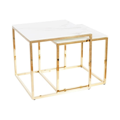 Coffee table GLORIA WHITE MARBLE EFFECT/GOLD (SET)