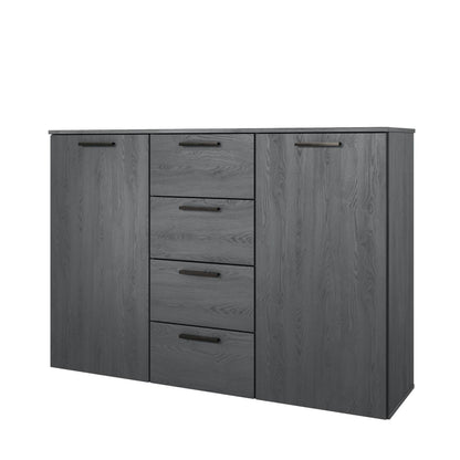 GALAXY - Chest of drawers with 3 doors and 2 drawers / "Carbon oak" Gray 