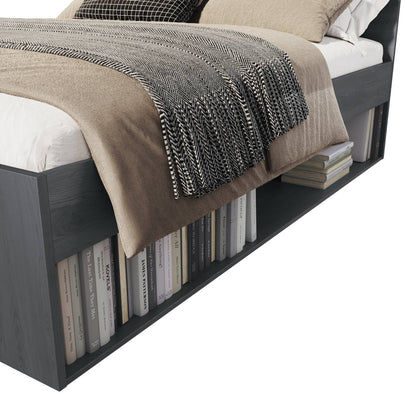 GALAXY - Bed 160/200 with pull-out pull-out / Color: "Carbon oak" Gray 