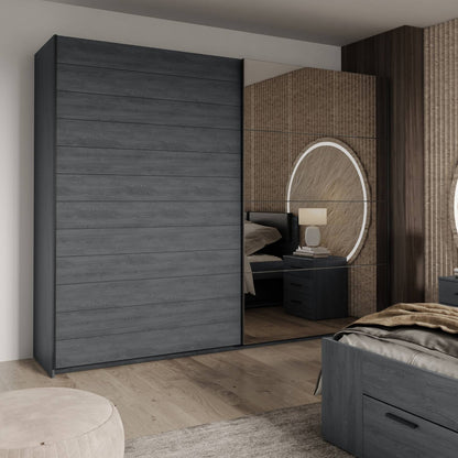 GALAXY - Cabinet with 2 sliding doors and a mirror 270cm / "Carbon oak" Gray 