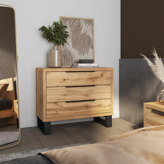 Chest of drawers HALLE S, 3 Drawers, Mauvella Oak - Congo 