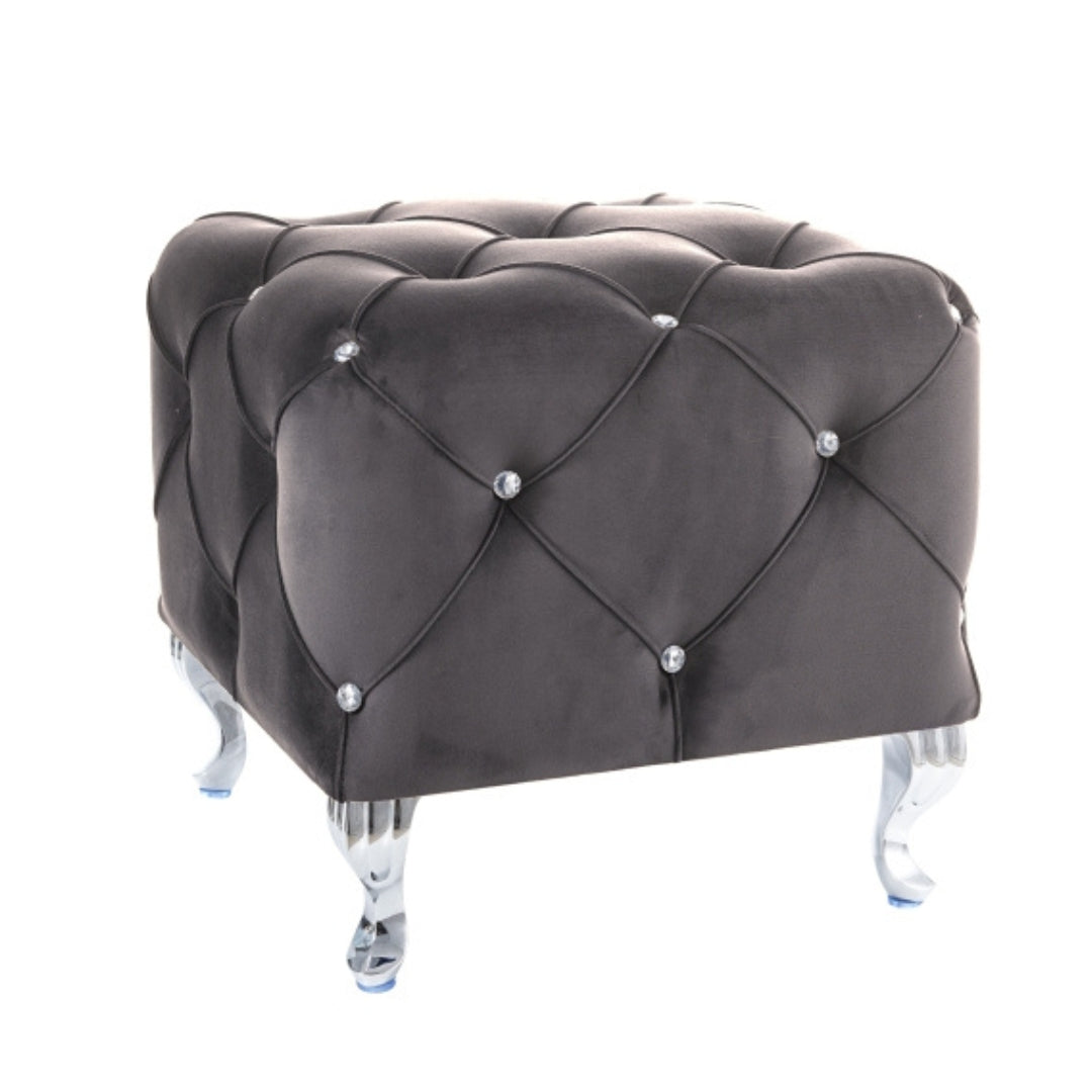 Pouffe HESTIA K VELVET GRAY BLUVEL 14/ SILVER COLOR