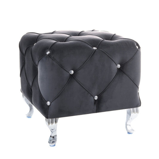 Pouffe HESTIA K VELVET BLACK BLUVEL 19/ SILVER COLOR