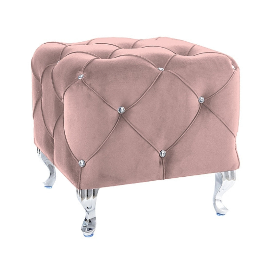 Pouffe HESTIA K VELVET ANTIQUE PINK BLUVEL 52/ SILVER COLOR