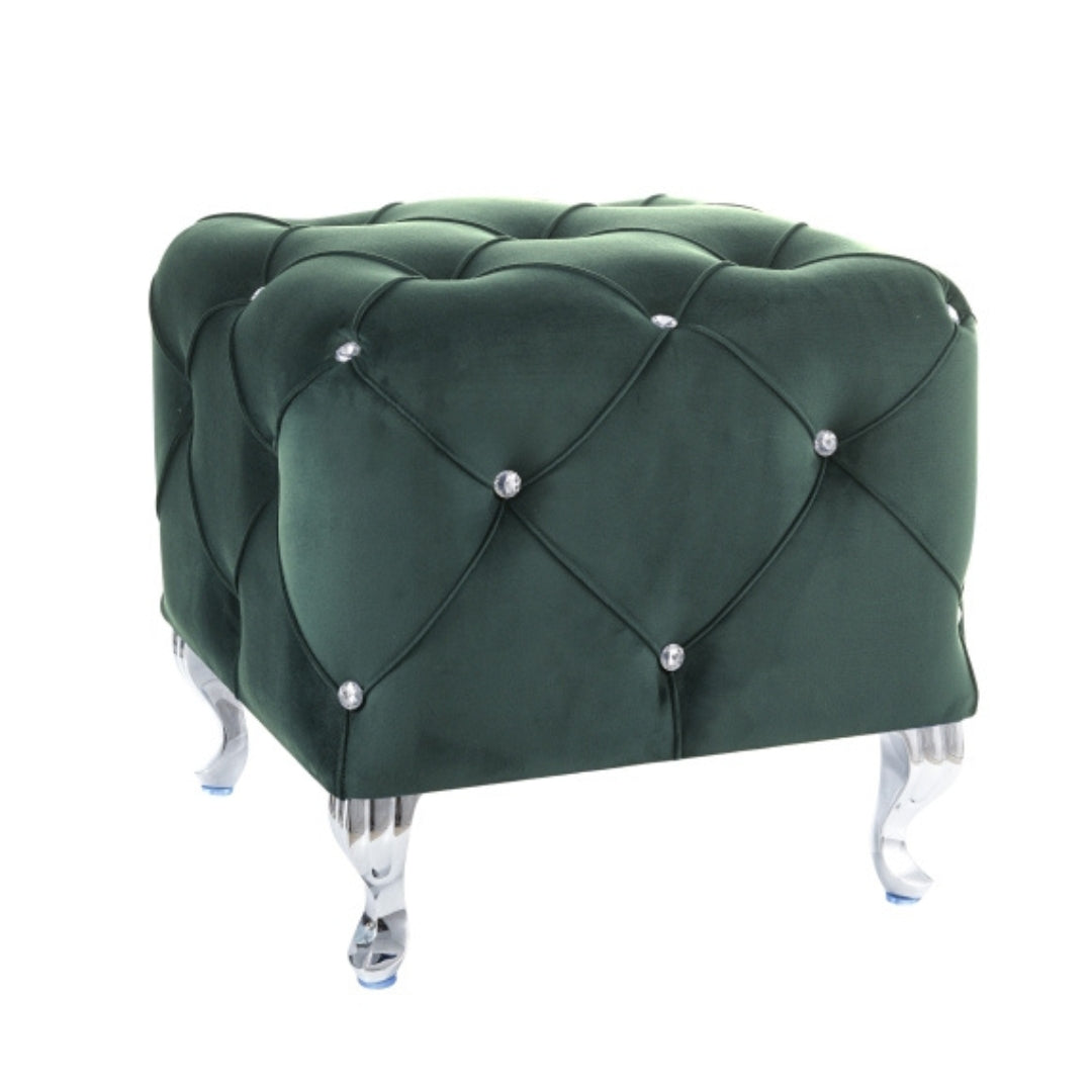 Pouf HESTIA K VELVET GREEN BLUVEL 78/ SILVER