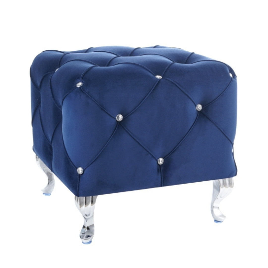 Pouffe HESTIA K VELVET BLUE BLUVEL 86/ SILVER COLOR