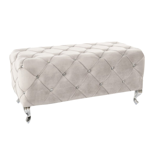 Pouffe HESTIA VELVET GRAY BLUVEL 03 / SILVER COLOR