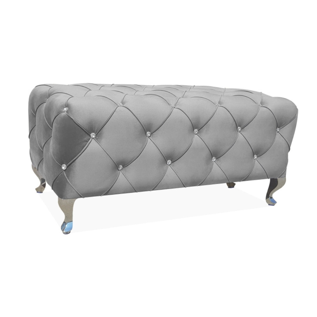 Pouffe HESTIA VELVET GRAY BLUVEL 14/ SILVER COLOR