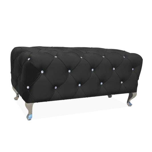 Pouffe HESTIA VELVET BLACK BLUVEL 19/ SILVER COLOR