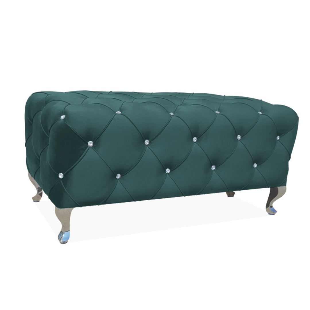 Пуф HESTIA VELVET GREEN BLUVEL 78/ SILVER COLOR