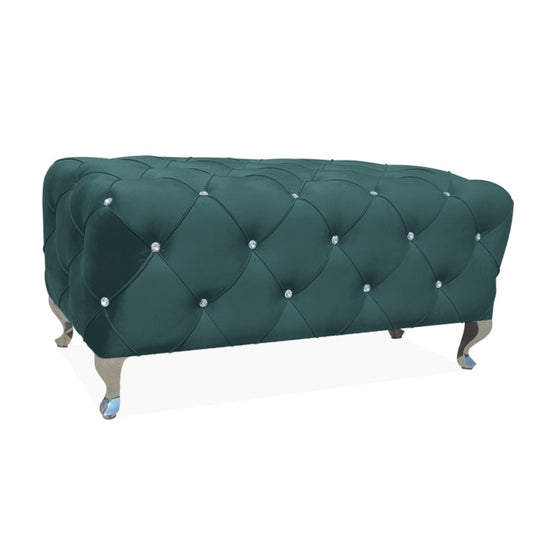 Pouffe HESTIA VELVET GREEN BLUVEL 78/ SILVER COLOR