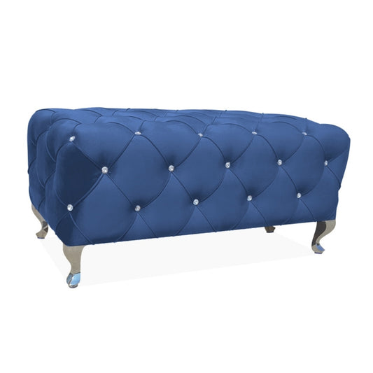 Pouffe HESTIA VELVET BLUE BLUVEL 86/ SILVER COLOR