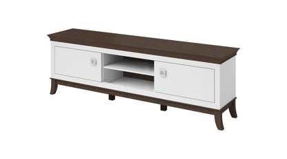 TISARO - TV table with 2 pull-out boxes / Chocolate oak / white-white gloss coating