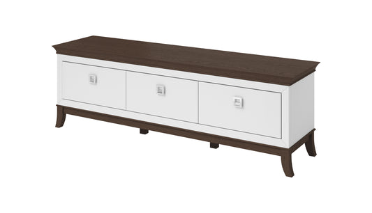 TISARO - TV table with 3 pull-out boxes / Chocolate oak / white-white gloss finish