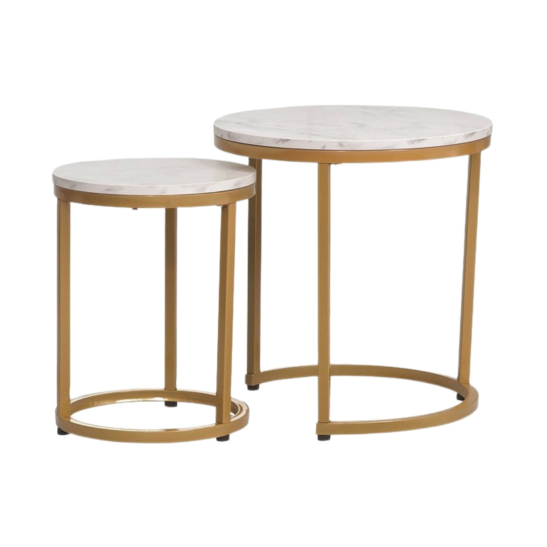 Coffee table HOLA WHITE MARBLE EFFECT/GOLD (SET)