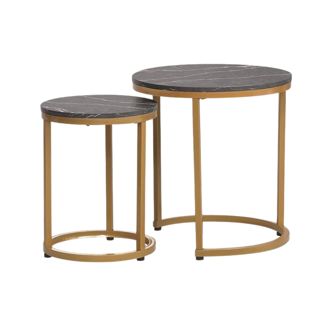 Coffee table HOLA BLACK MARBLE EFFECT/GOLD (SET)