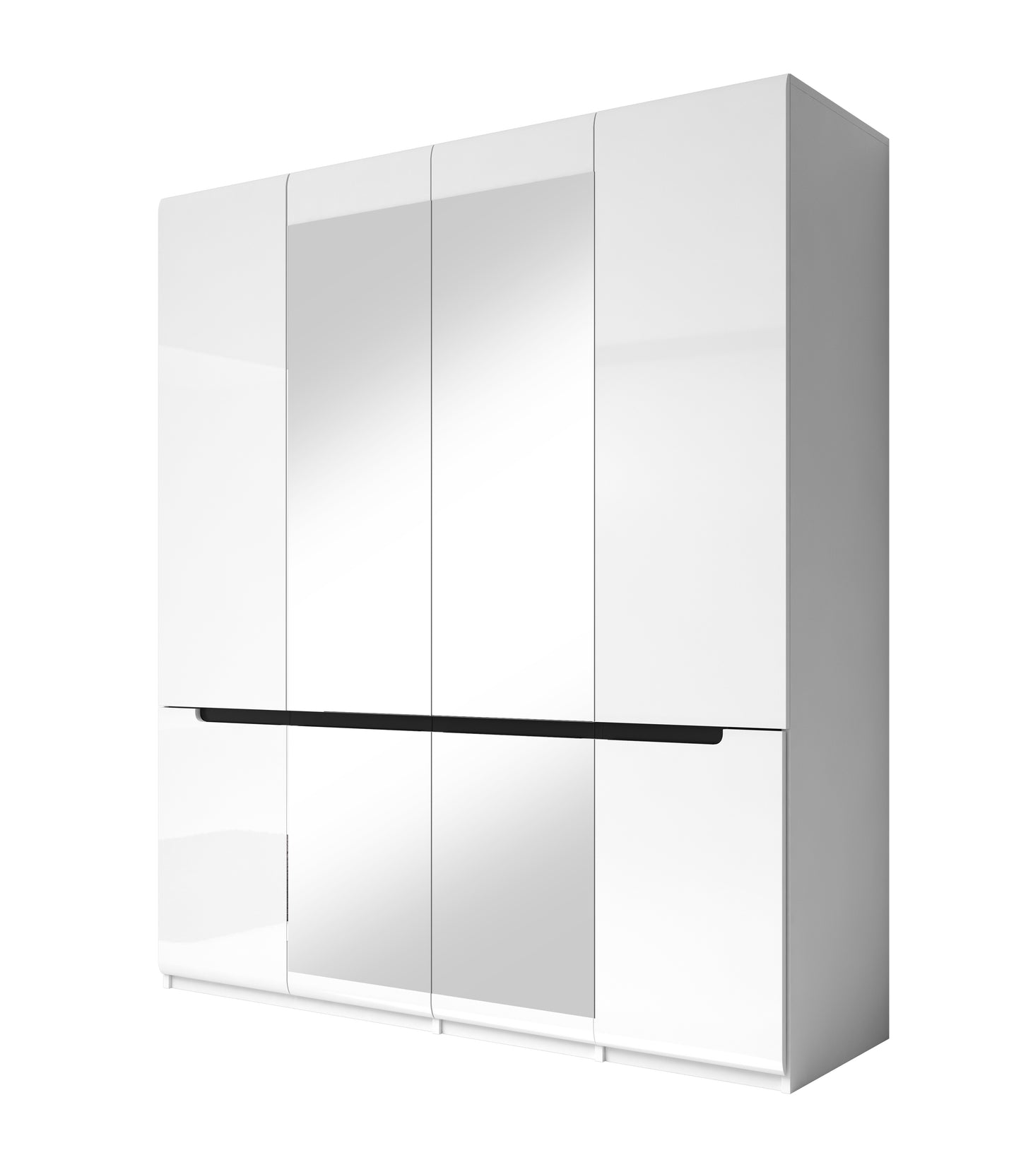 HEKTOR - Cabinet with 4 doors and 2 mirrors / White/white glossy (MDF)