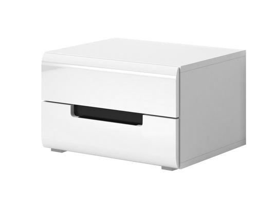 HEKTOR - Nightstand / White color with white gloss (MDF)