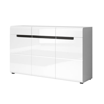 HEKTOR - Chest of drawers with 3 doors and 3 boxes / White with white gloss (MDF)