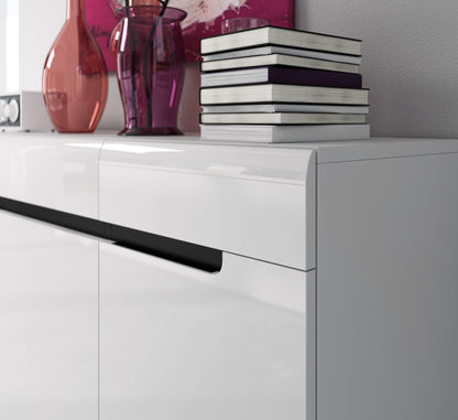 HEKTOR - Chest of drawers with 3 doors and 3 boxes / White with white gloss (MDF)