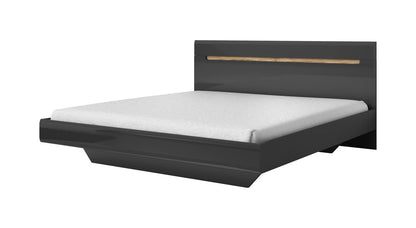 HEKTOR - Bed 160/200 (without frame) / gray and gray glossy 