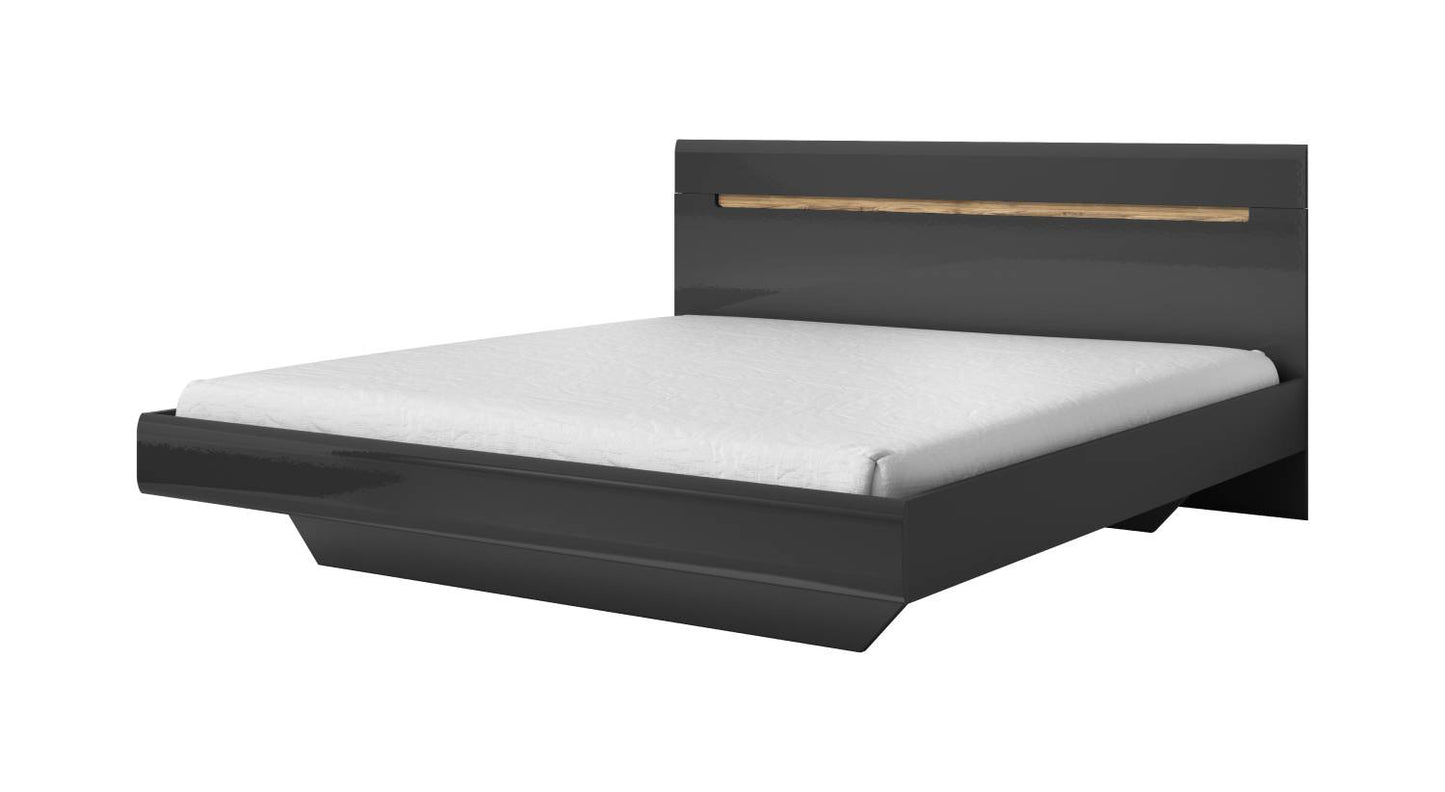 HEKTOR - Bed 180/200 (without frame) / gray and gray glossy 