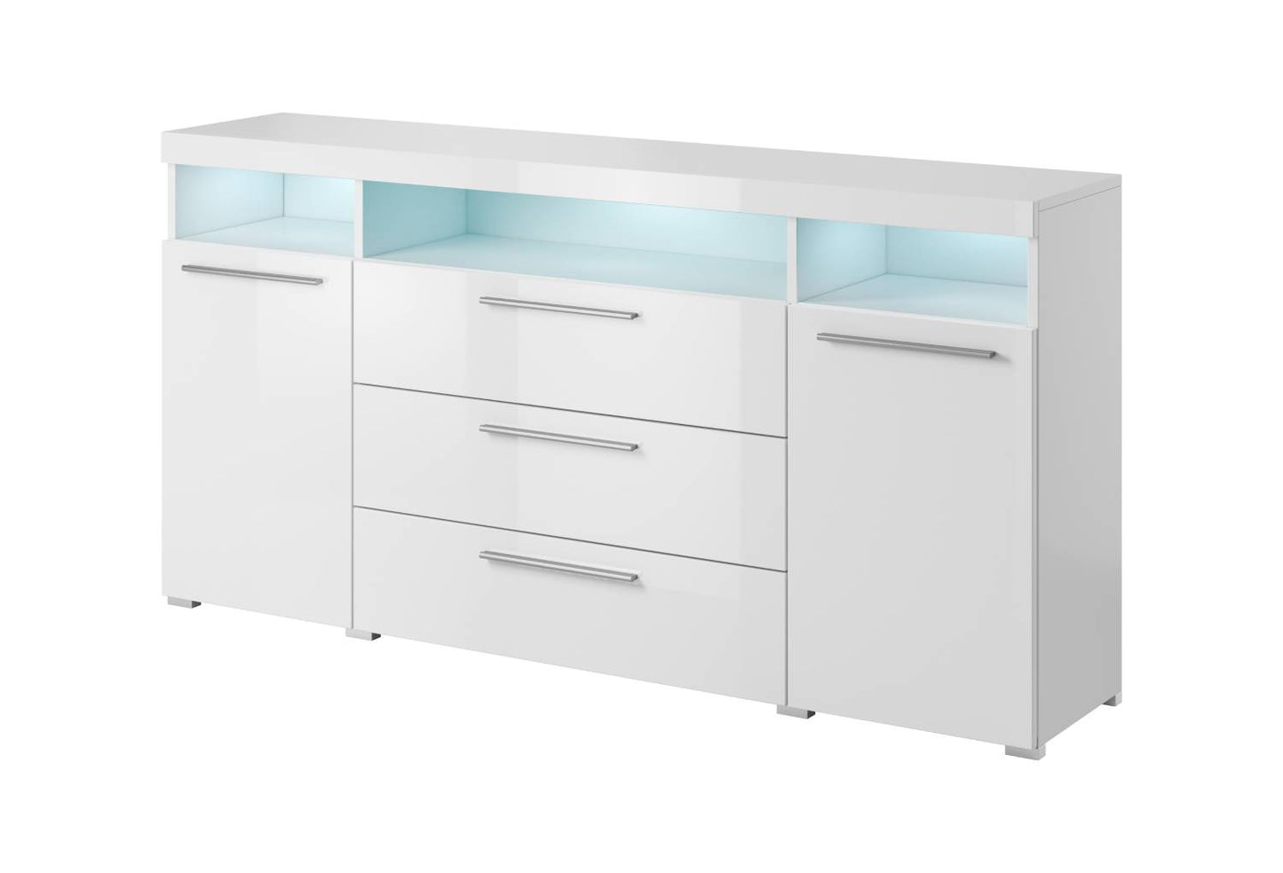 INDIA - Chest of drawers with 2 doors and 3 shelves (182cm) / white/white gloss 