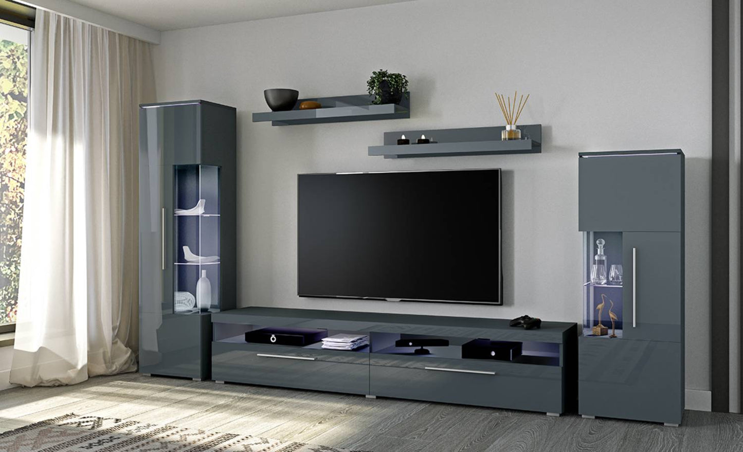 INDIA - Wall unit (I) / grey/gray gloss 