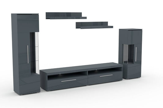 INDIA - Wall unit (I) / grey/gray gloss 