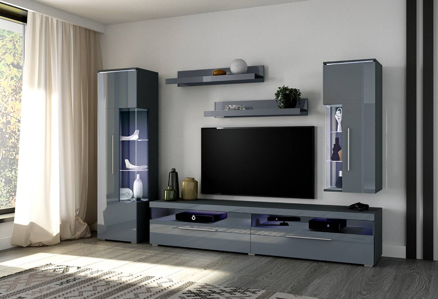 INDIA - Wall unit (II) / grey/gray gloss 