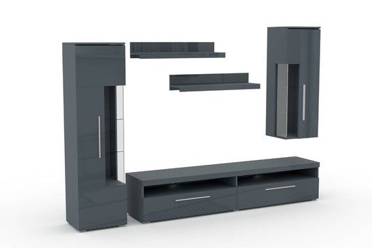 INDIA - Wall unit (II) / grey/gray gloss 