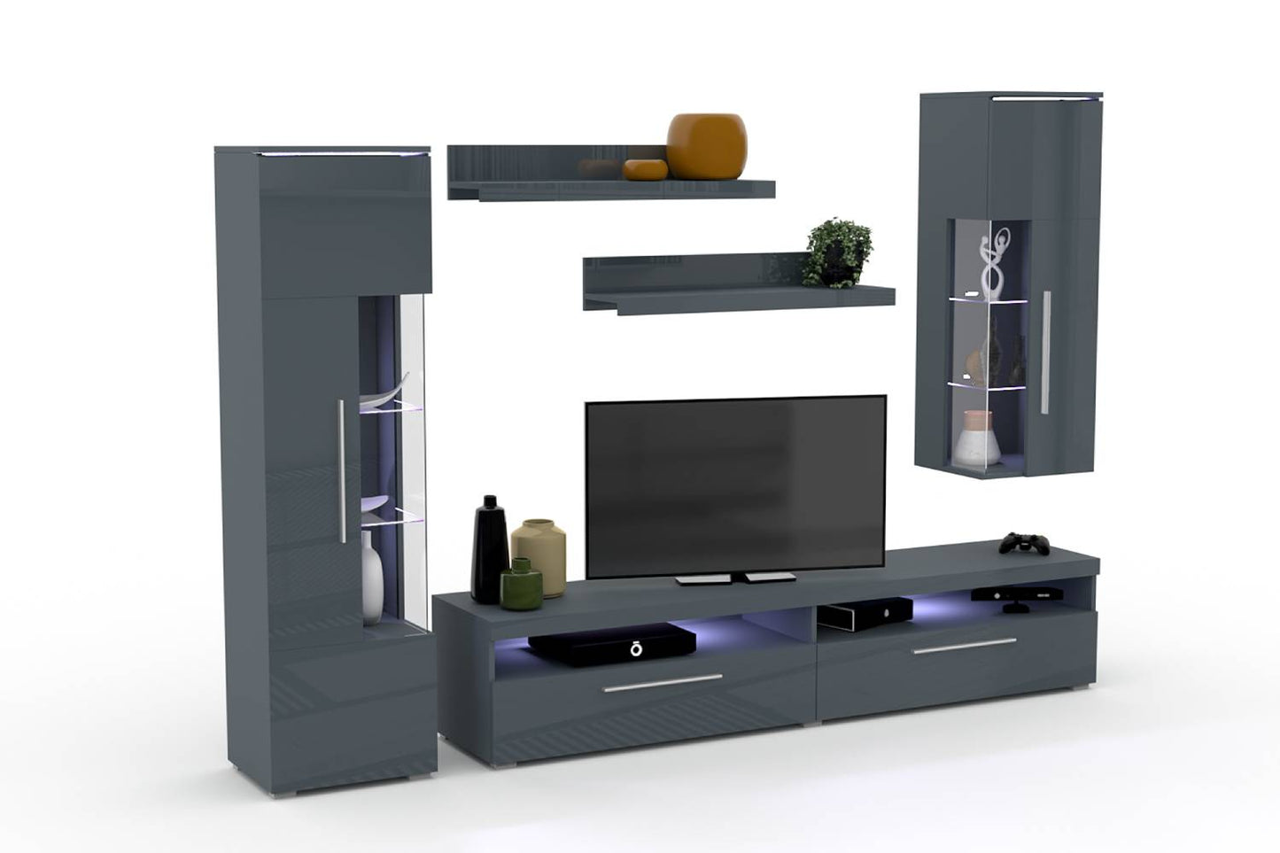 INDIA - Wall unit (II) / grey/gray gloss 