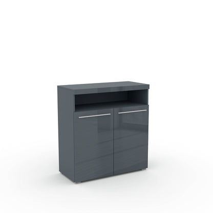 INDIA - Dresser with 2 doors / grey/gray gloss 