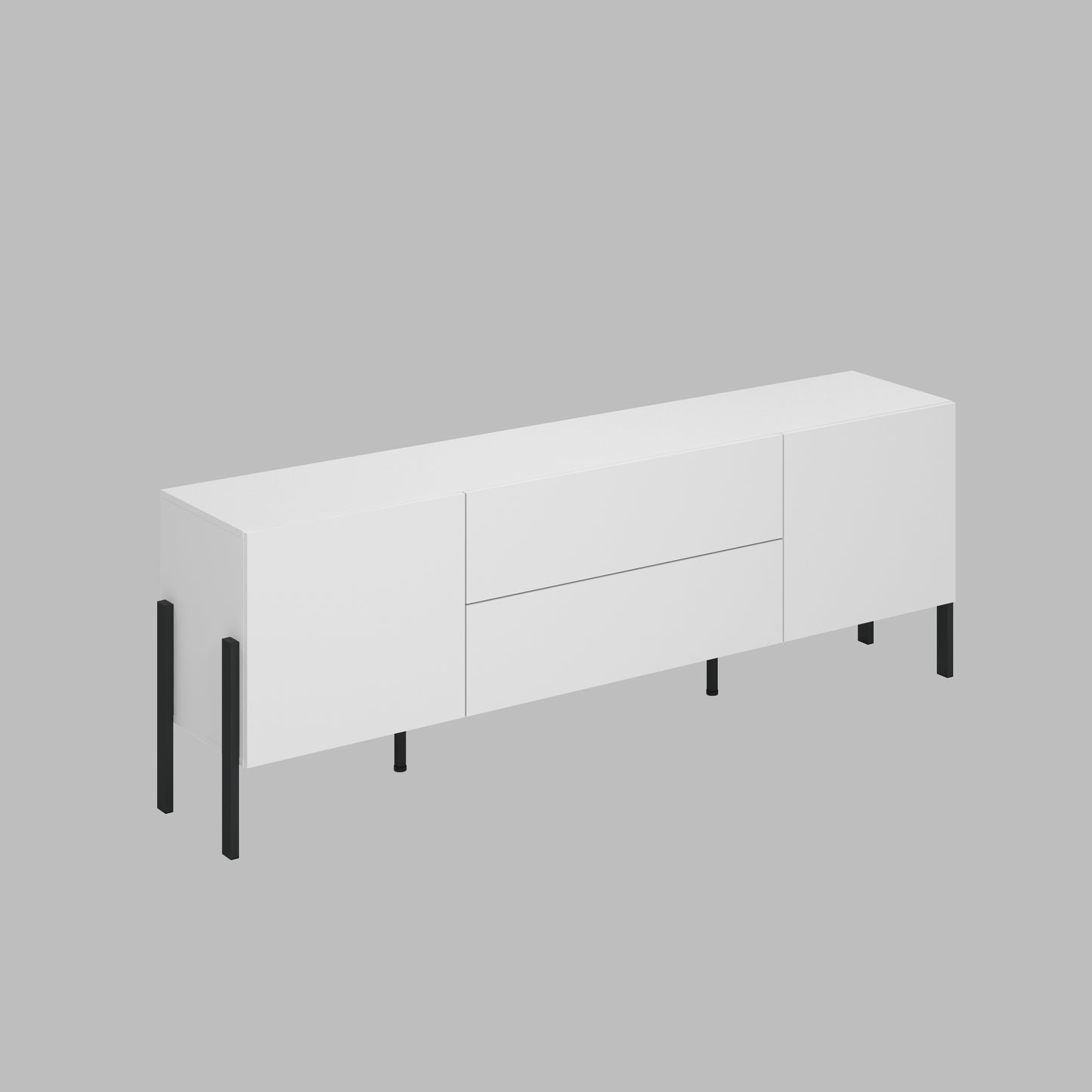 TV Table JUKON with 2 Doors and 2 Drawers, White Matt Color 