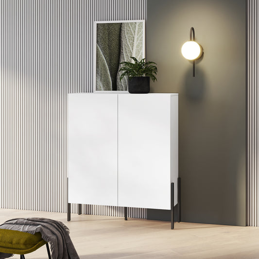 Living Room Cabinet JUKON with 2 Doors, White Matt Color 