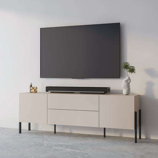 TV Table JUKON with 2 Doors and 2 Drawers, Cashmere Color 