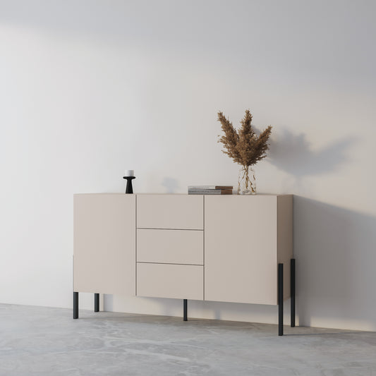 Chest of drawers JUKON with 2 Doors and 3 Drawers, Cashmere Color 