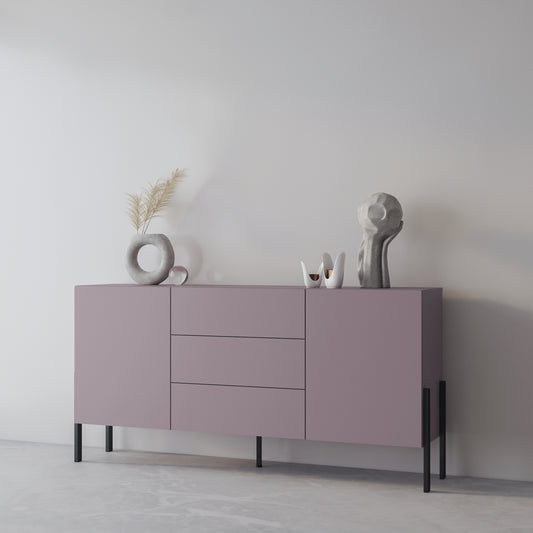 Chest of drawers JUKON with 2 doors and 3 drawers, 180 cm, Plum color 