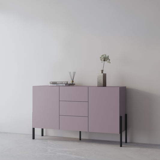 Chest of drawers JUKON with 2 doors and 3 drawers, Plum color 