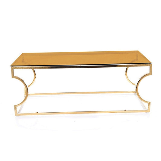 Coffee table KENZO SMOKE GLASS AMBER/GOLD 120X60