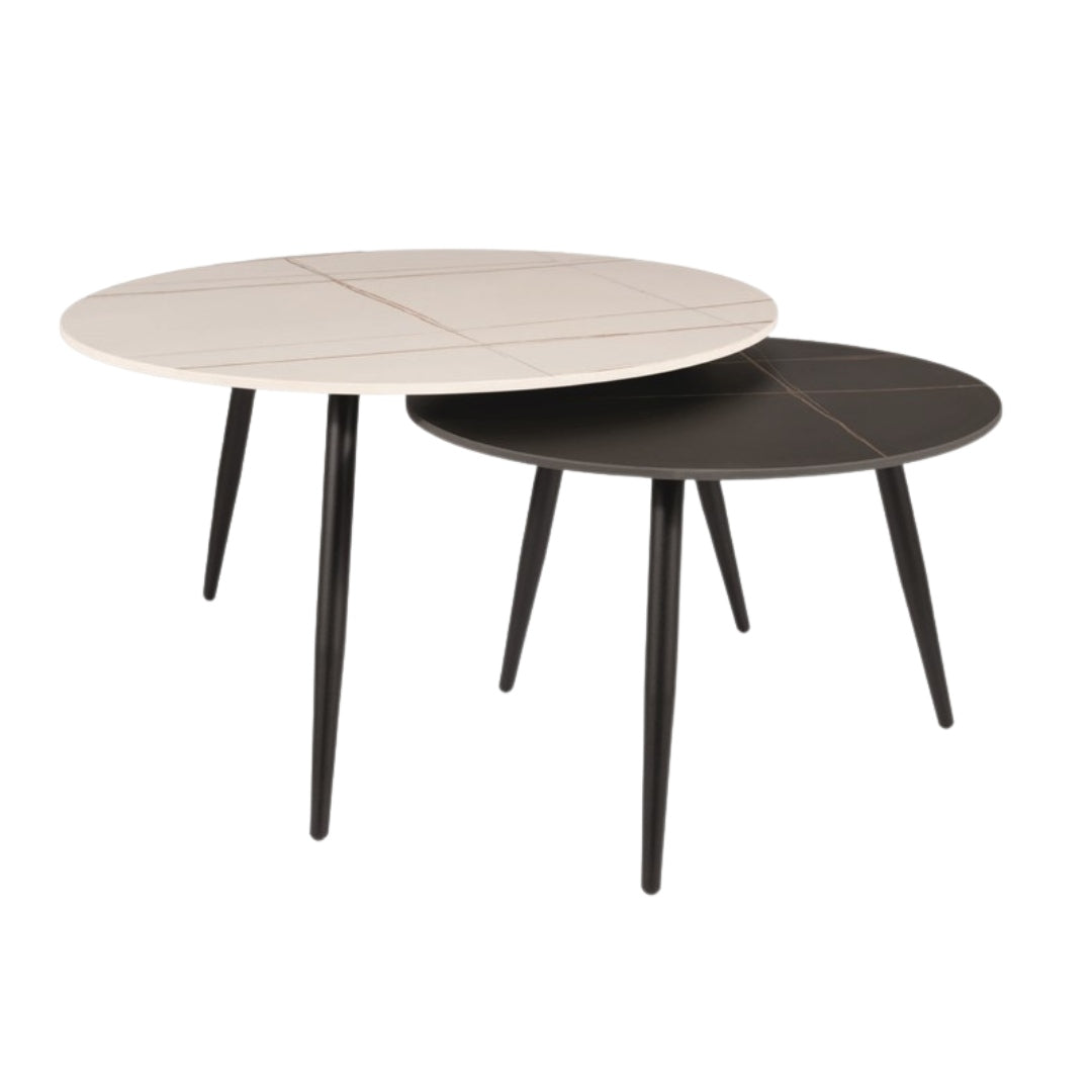 Coffee table KORA B WHITE MATTE/BLACK MATTE FI80 FI60/ BLACK (SET)