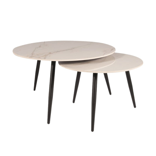 Coffee table KORA D WHITE FI80 FI60/ BLACK MATTE (SET)