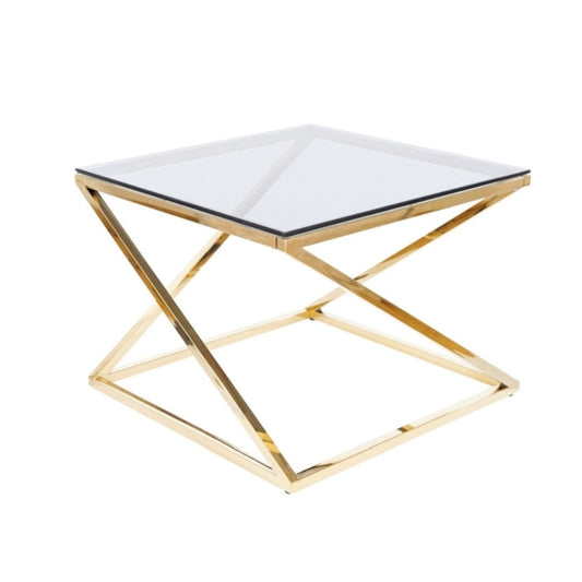 Coffee table LIAM SMOKE GLASS / GOLD 60X60