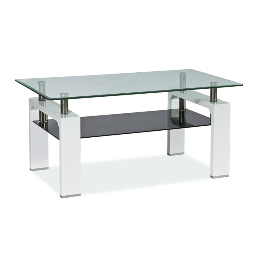 Coffee table LISA II TRANSPARENT/WHITE LACQUER 110x60x55