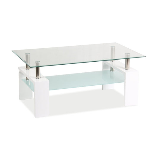 Coffee table LISA BASIC II TRANSPARENT/WHITE LACQUER 100x60x55