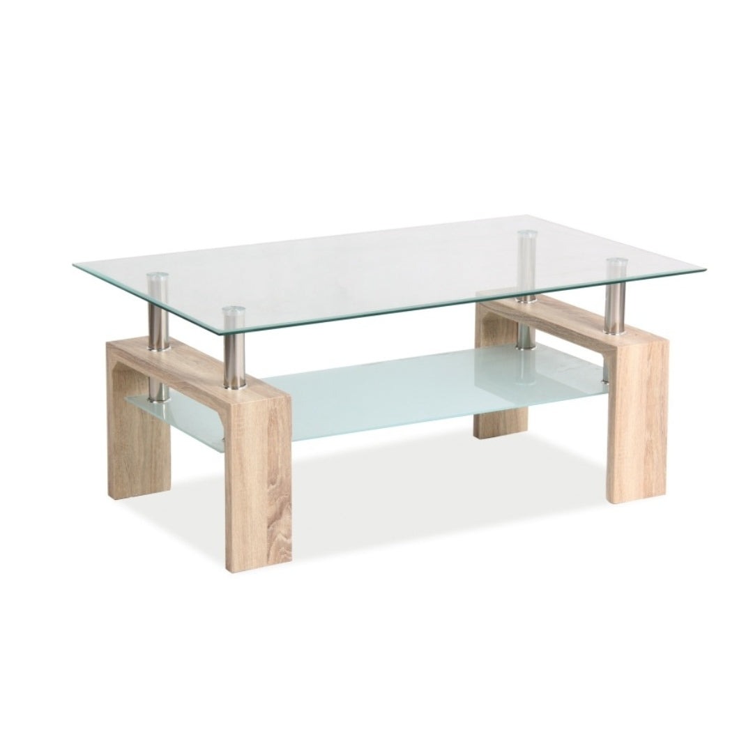 Coffee table LISA BASIC II TRANSPARENT/OAK TONE 100x60x55